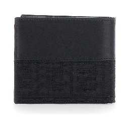 Dark Brown Bi-Fold Wallet with FF Motif in Leather and Fabric for Men