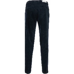 Blue Pants with Pleat Details and Side Pockets for Men