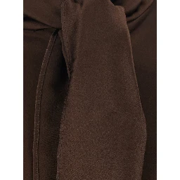 Brown Top with Bow Detail on the Neck in Silk for Women