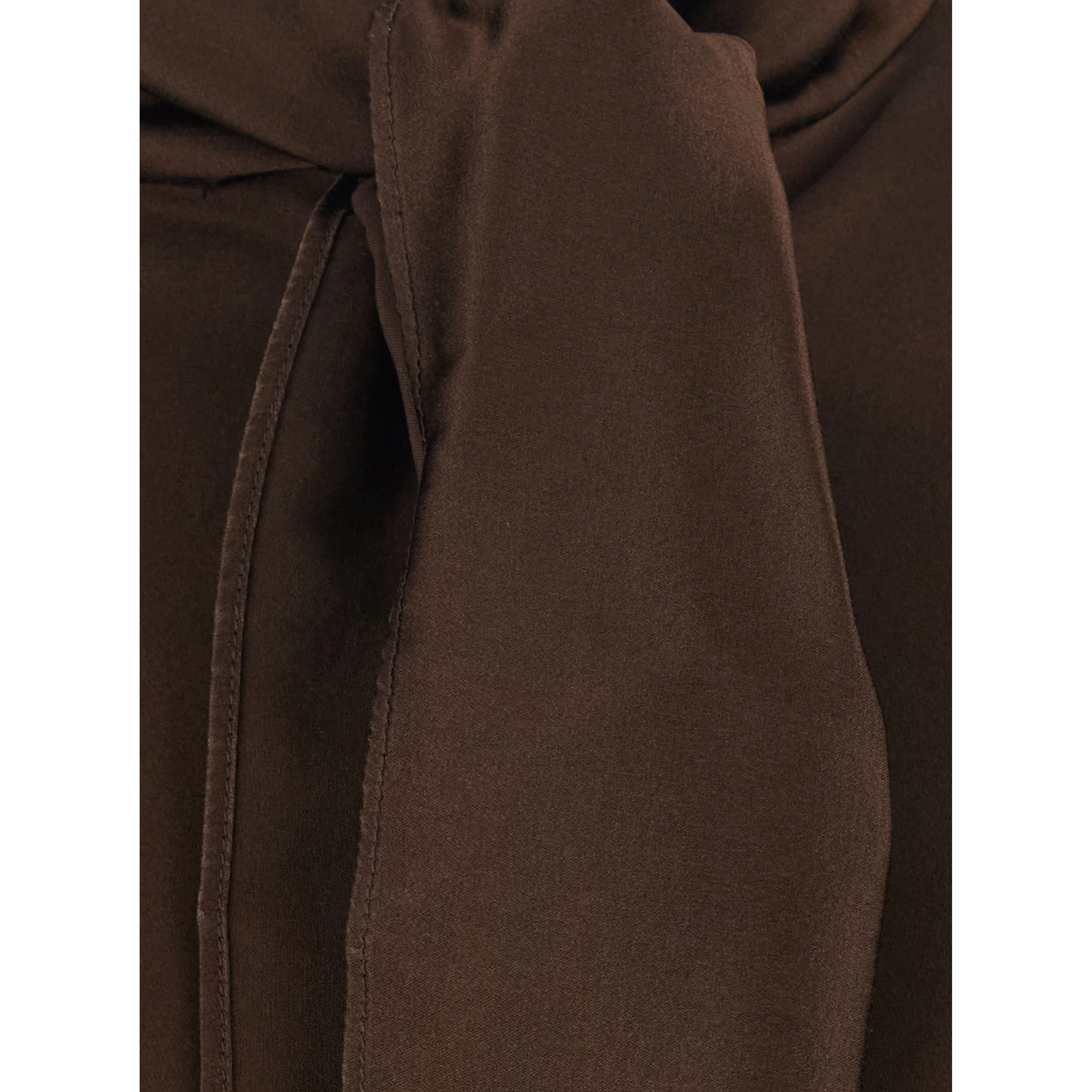 Brown Top with Bow Detail on the Neck in Silk for Women