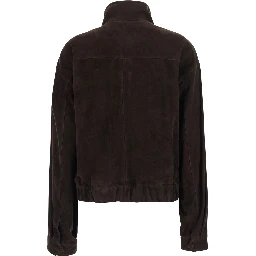 Quincy Brown Jacket with button high neck in suede for women