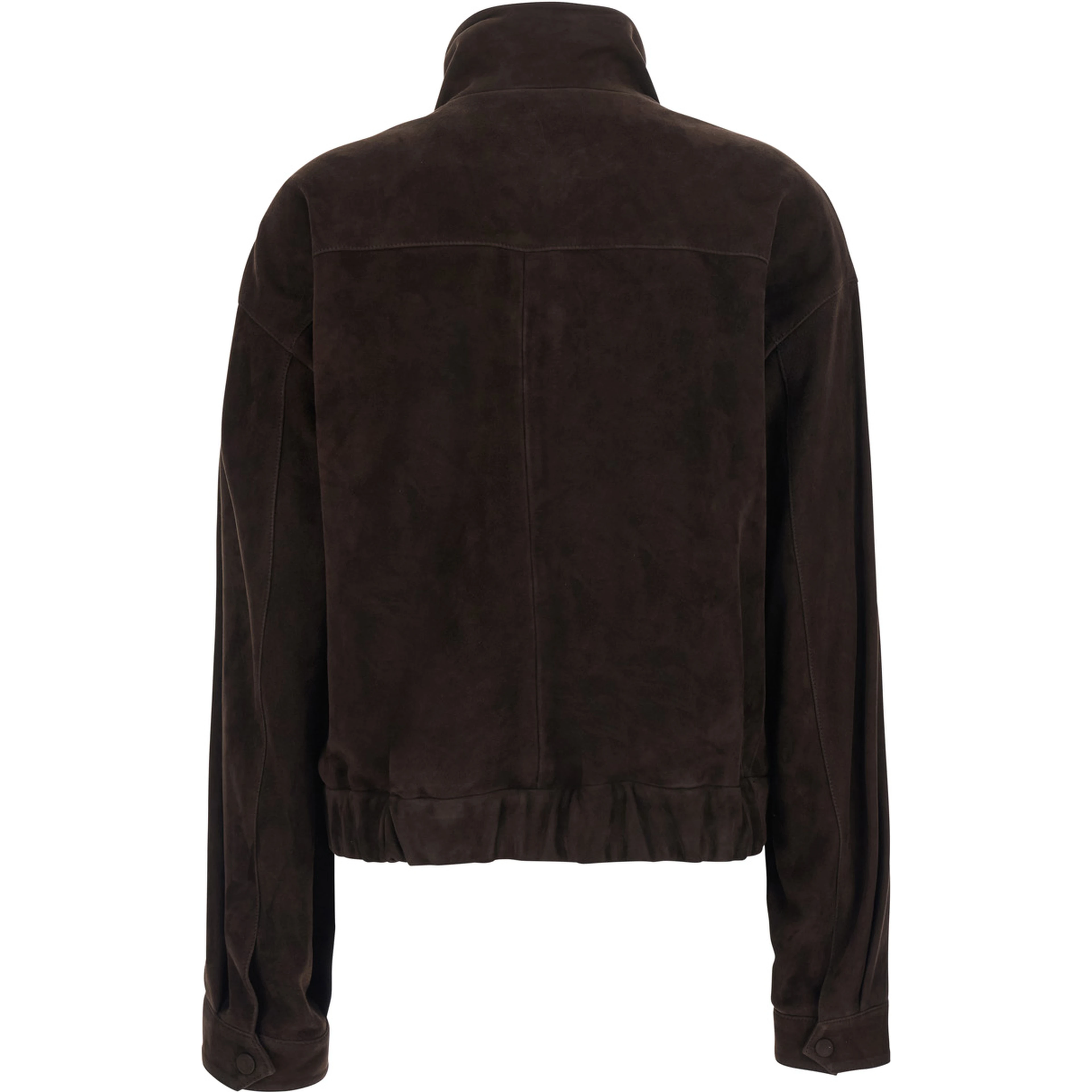 Quincy Brown Jacket with button high neck in suede for women