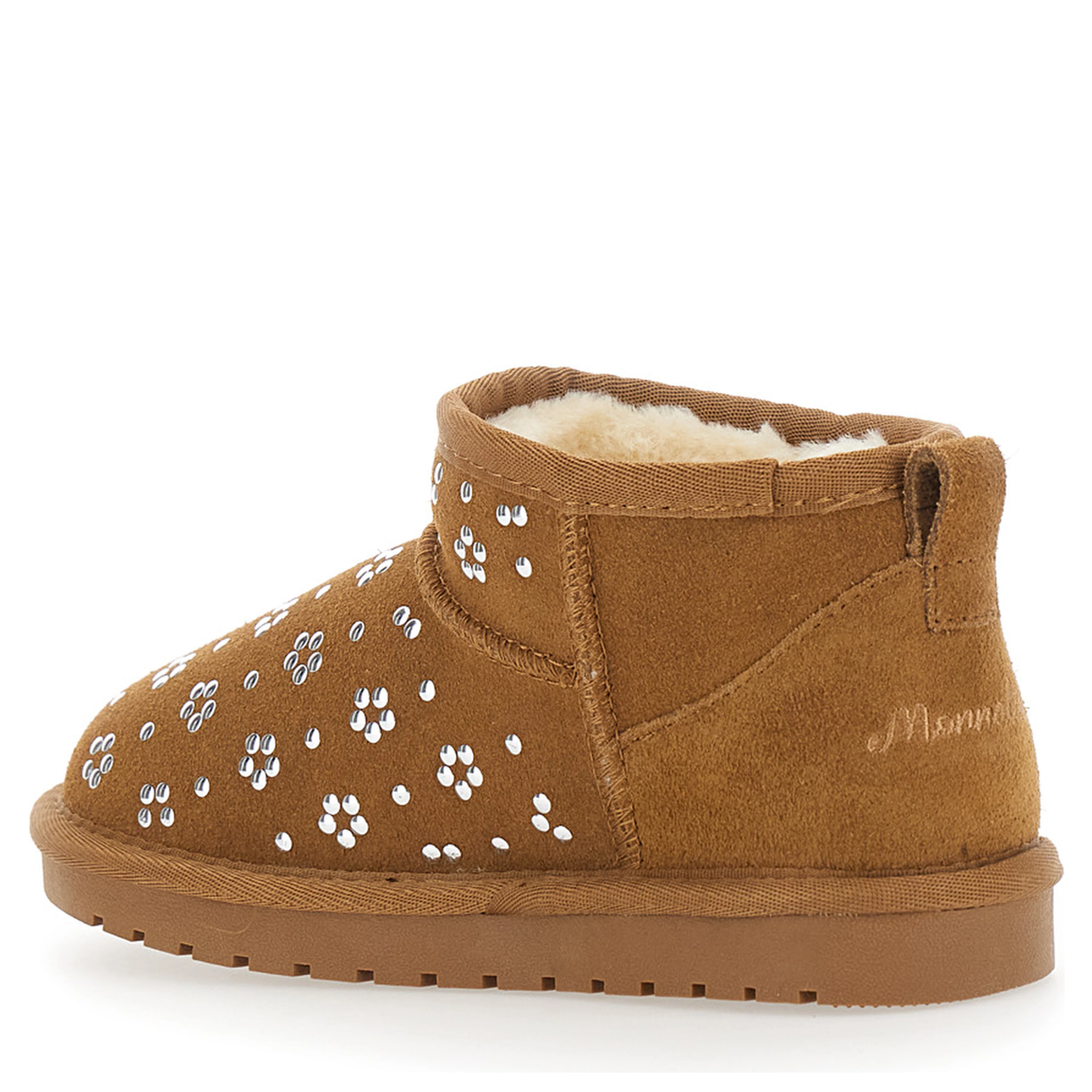 Beige Ankle Boots with Front Decoration in Suede for Girl