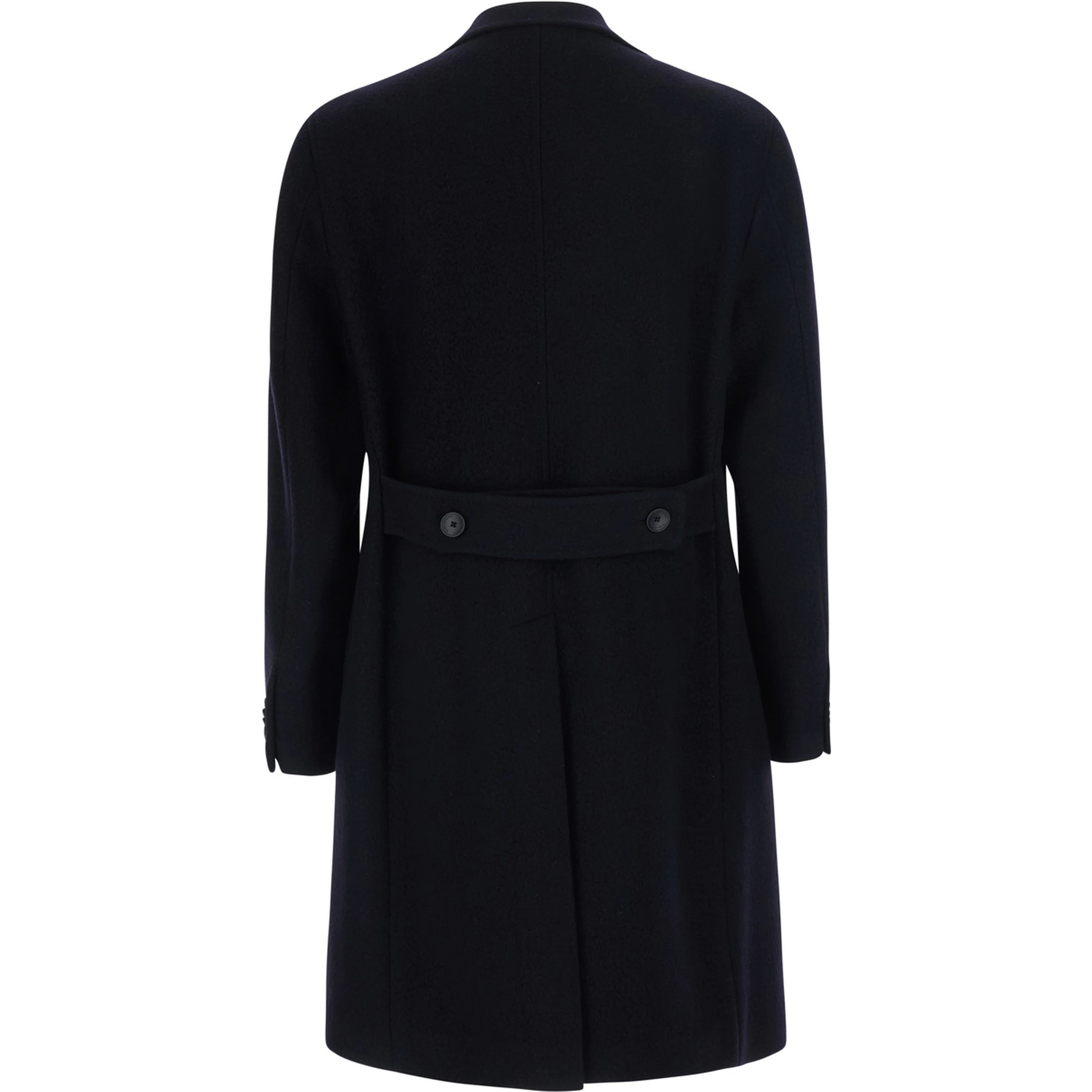 Arden Blue Double-breasted Coat with Notched Revers in Wool and Cashmere Men