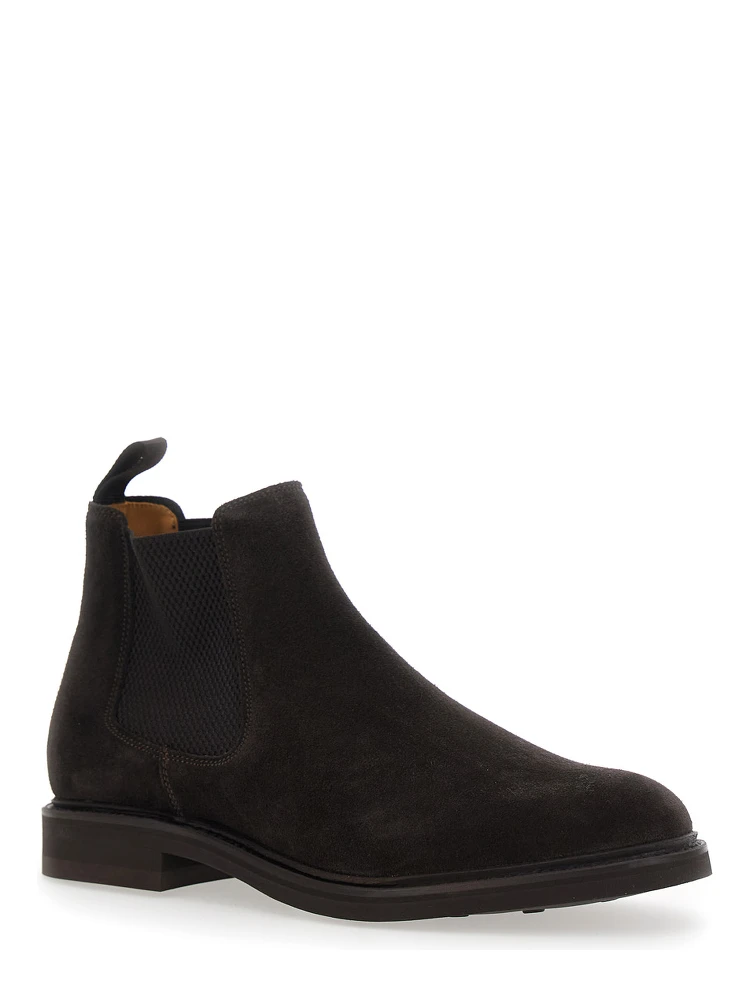Brown ankle boots with elasticated side details in suede for men alternative