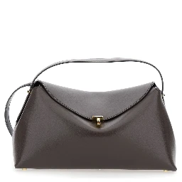 Brown Handbag with Removable Shoulder Strap in Leather for Women
