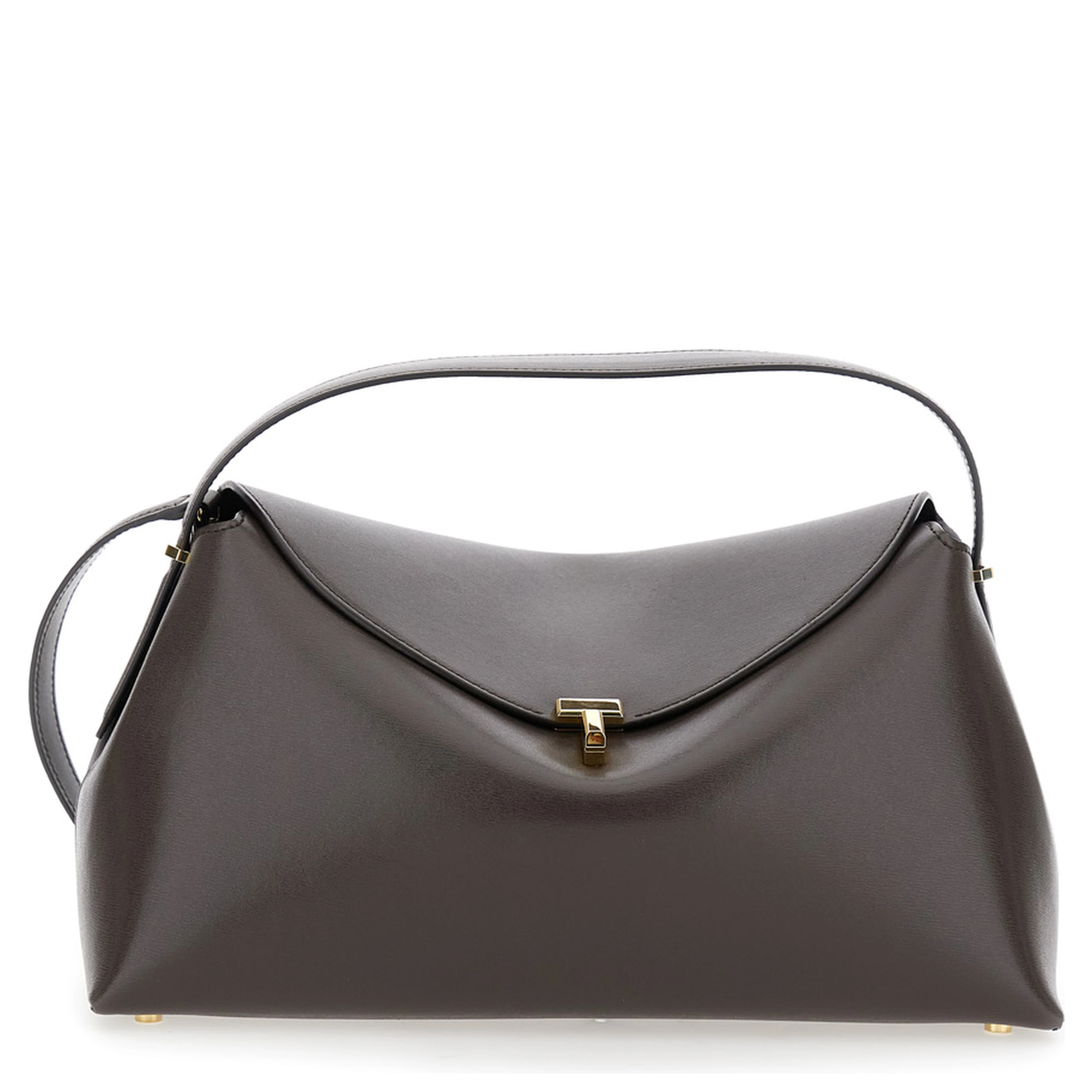 Brown Handbag with Removable Shoulder Strap in Leather for Women