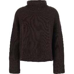 Sweater GIRLFRINDED TURTLENECK with high collar and long sleeves in brown cashmere women