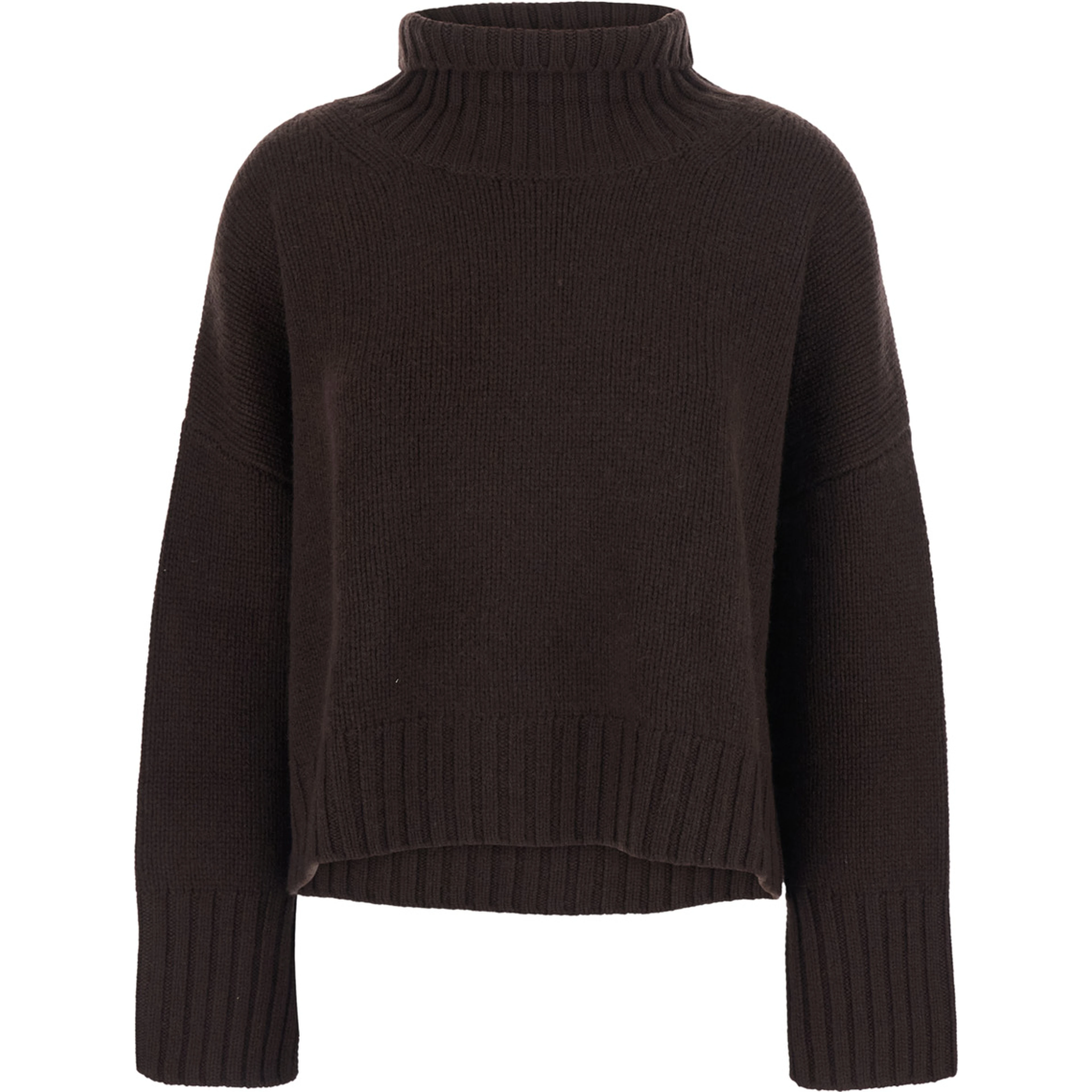 Sweater GIRLFRINDED TURTLENECK with high collar and long sleeves in brown cashmere women
