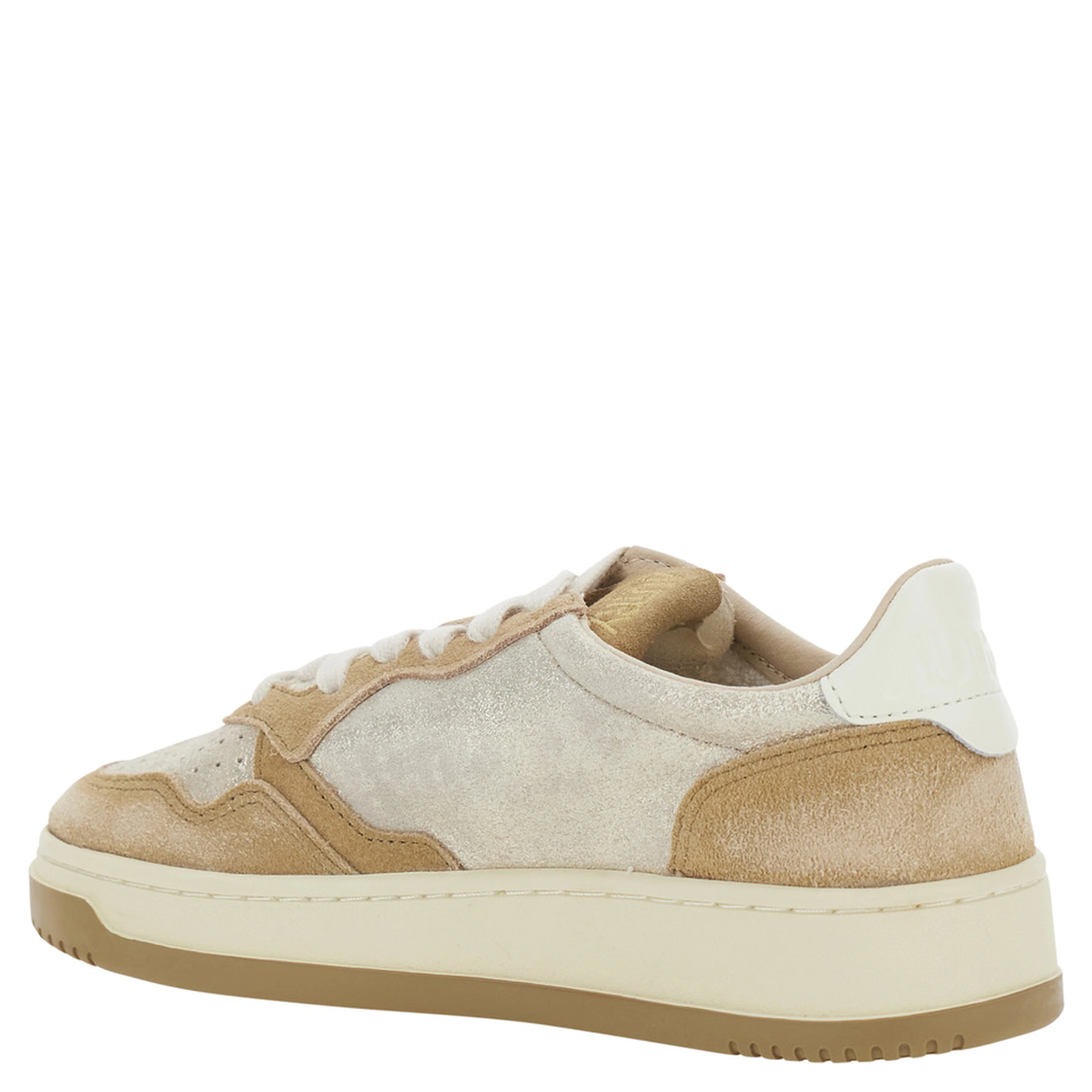 Medalist Beige Low Top Sneakers with Logo Detail in Leather and Suede for Women