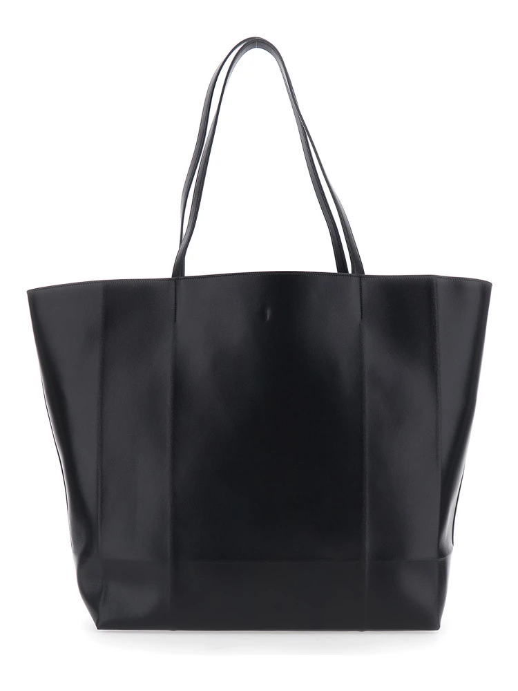 Roam black Shopper with double handles and embossed logo in leather for women alternative