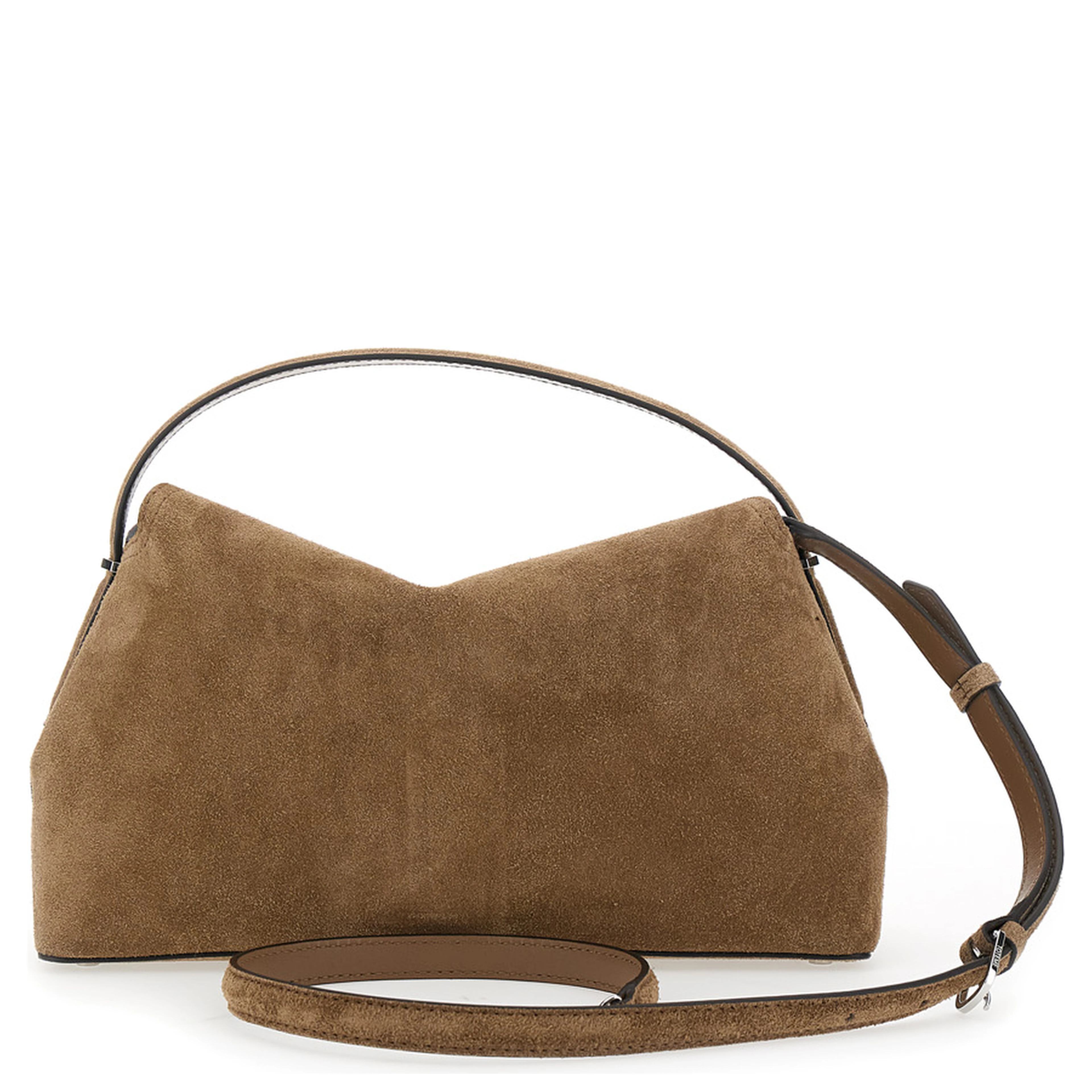 Top Handle T-lock Suede Bag with Handles and Beige Leather for Women