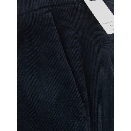 Blue Pants with Pleat Details and Side Pockets for Men
