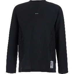 FuzzFleece Octa Long Tee with Round Neck in Black for Men