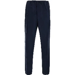 blue Pants with elastic waistband and drawstring in Cotton and Silk men
