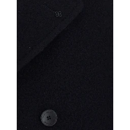 Arden Blue Double-breasted Coat with Notched Revers in Wool and Cashmere Men