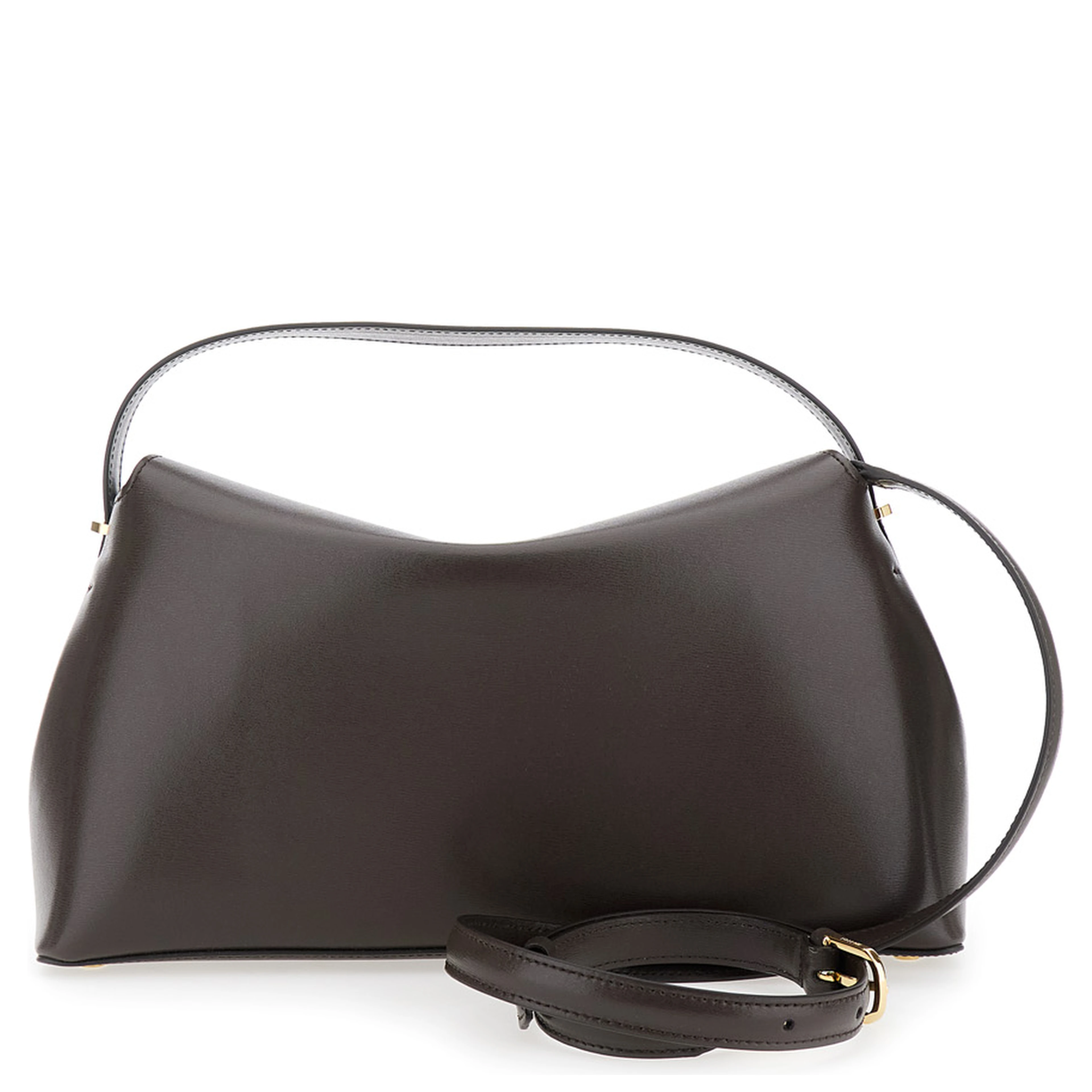 Brown Handbag with Removable Shoulder Strap in Leather for Women