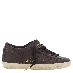 Superstar Brown Sneakers with star patch on the side and logo lettering on the heel in leather for women