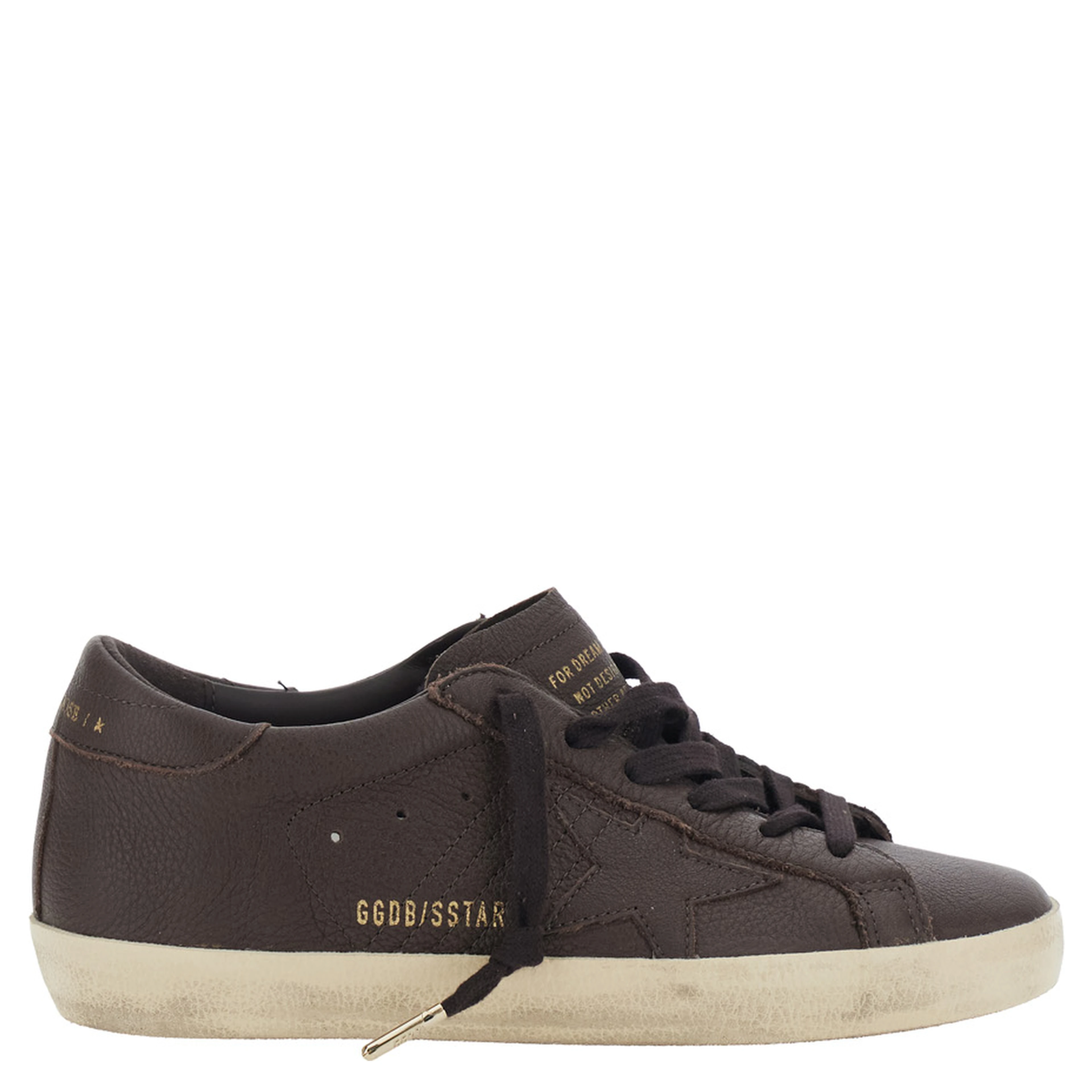Superstar Brown Sneakers with star patch on the side and logo lettering on the heel in leather for women