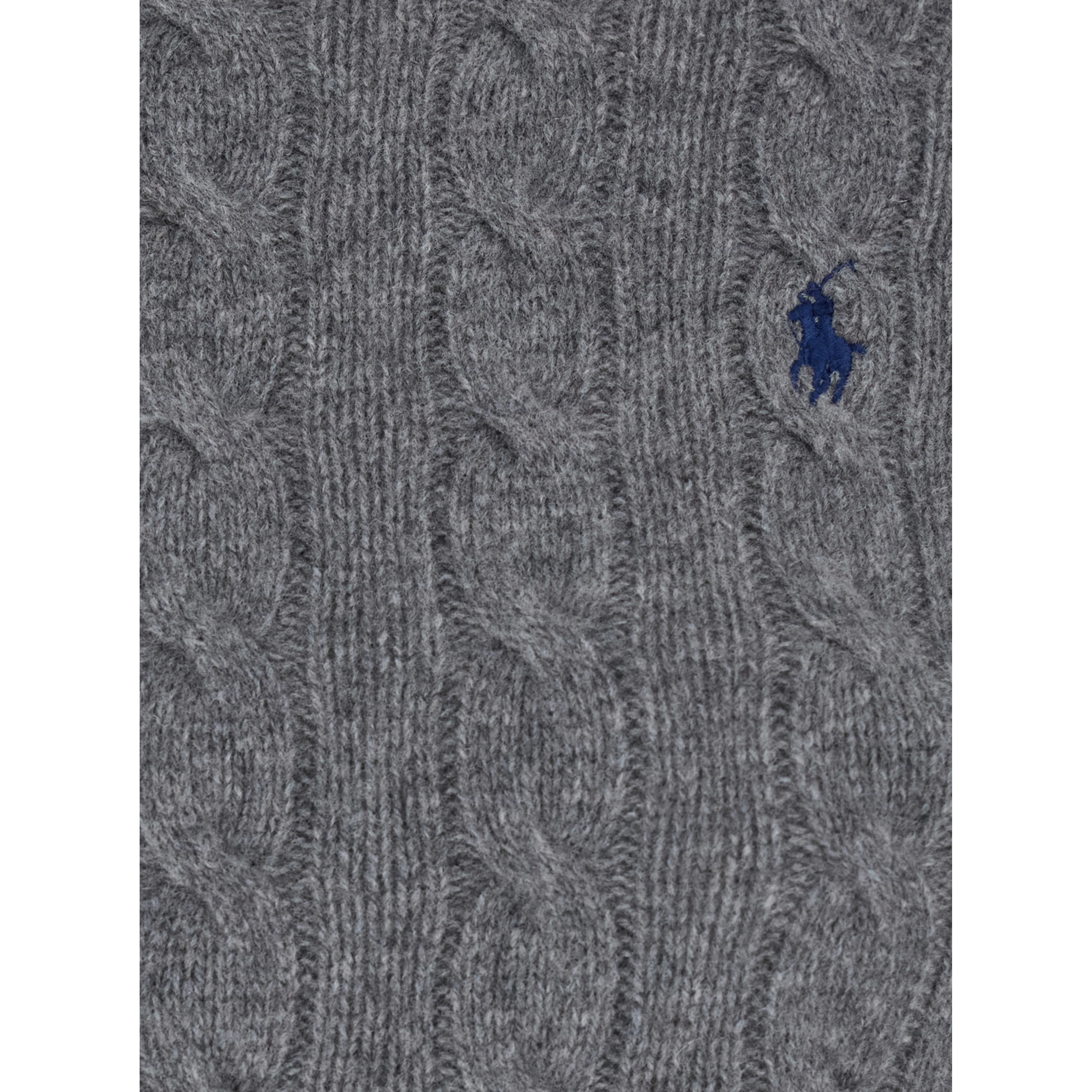 Grey Crewneck Sweater with Pony Embroidery on the Front and Cable Knit in Wool and Cashmere for Women