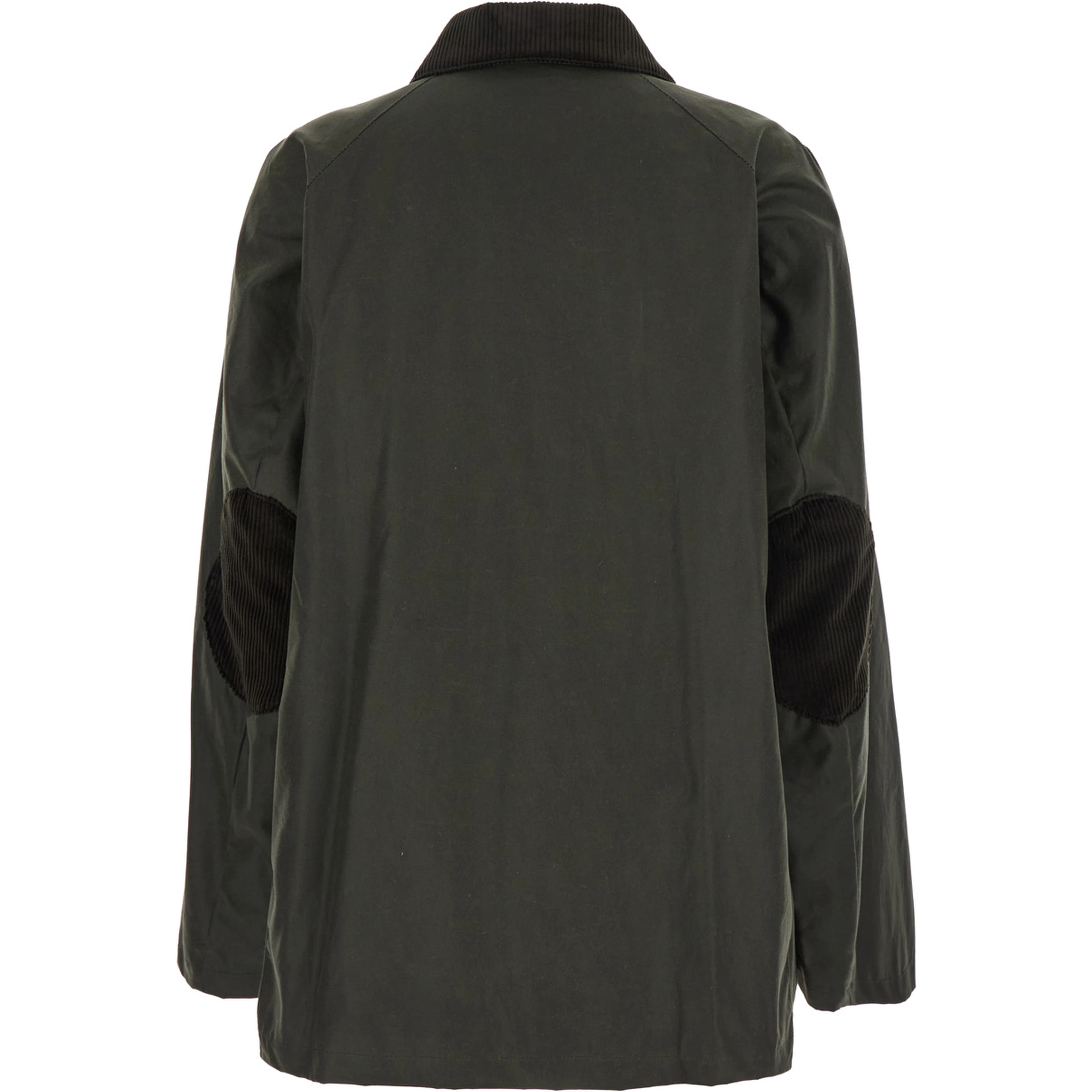Green Jacket with Ribbed Collar and Double Vent on the Back in Cotton for Women