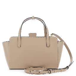 beige Handbag Small with logo lettering on the front in leather for women