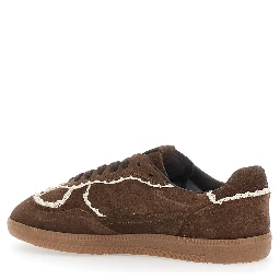 Brown Low Top Sneakers with Embroidered Details and Logo Patch on the Tongue in Suede for Women