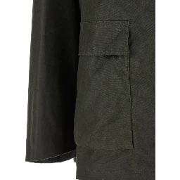 Green Jacket with Ribbed Collar and Double Vent on the Back in Cotton for Women