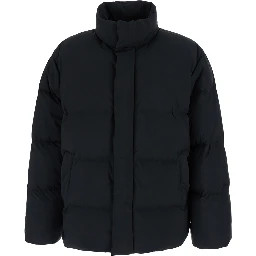 Black Down jacket with high collar and long sleeves in Tech Fabric for men