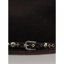 Brown Hat with Studded Leather Belt in Felt for Women