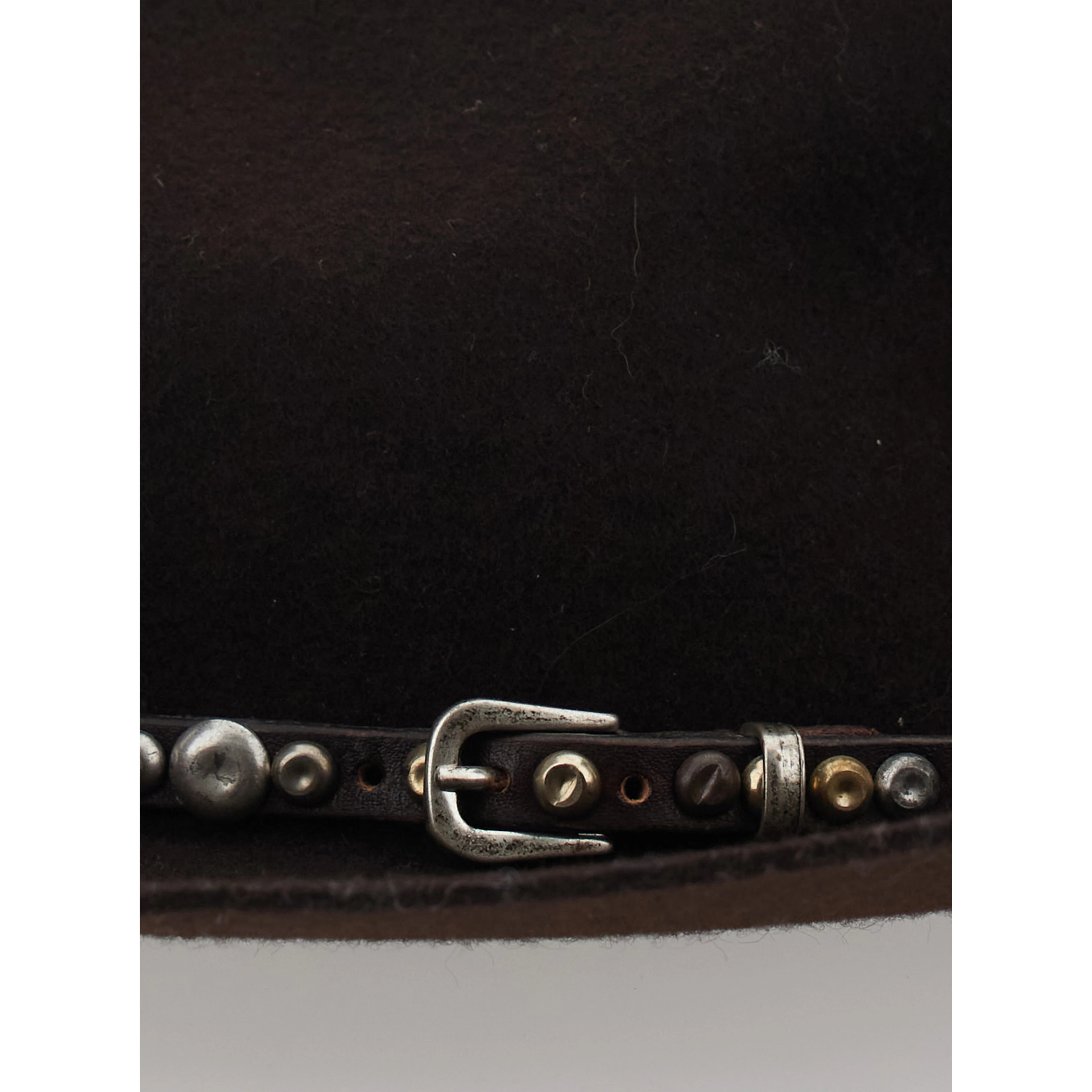 Brown Hat with Studded Leather Belt in Felt for Women