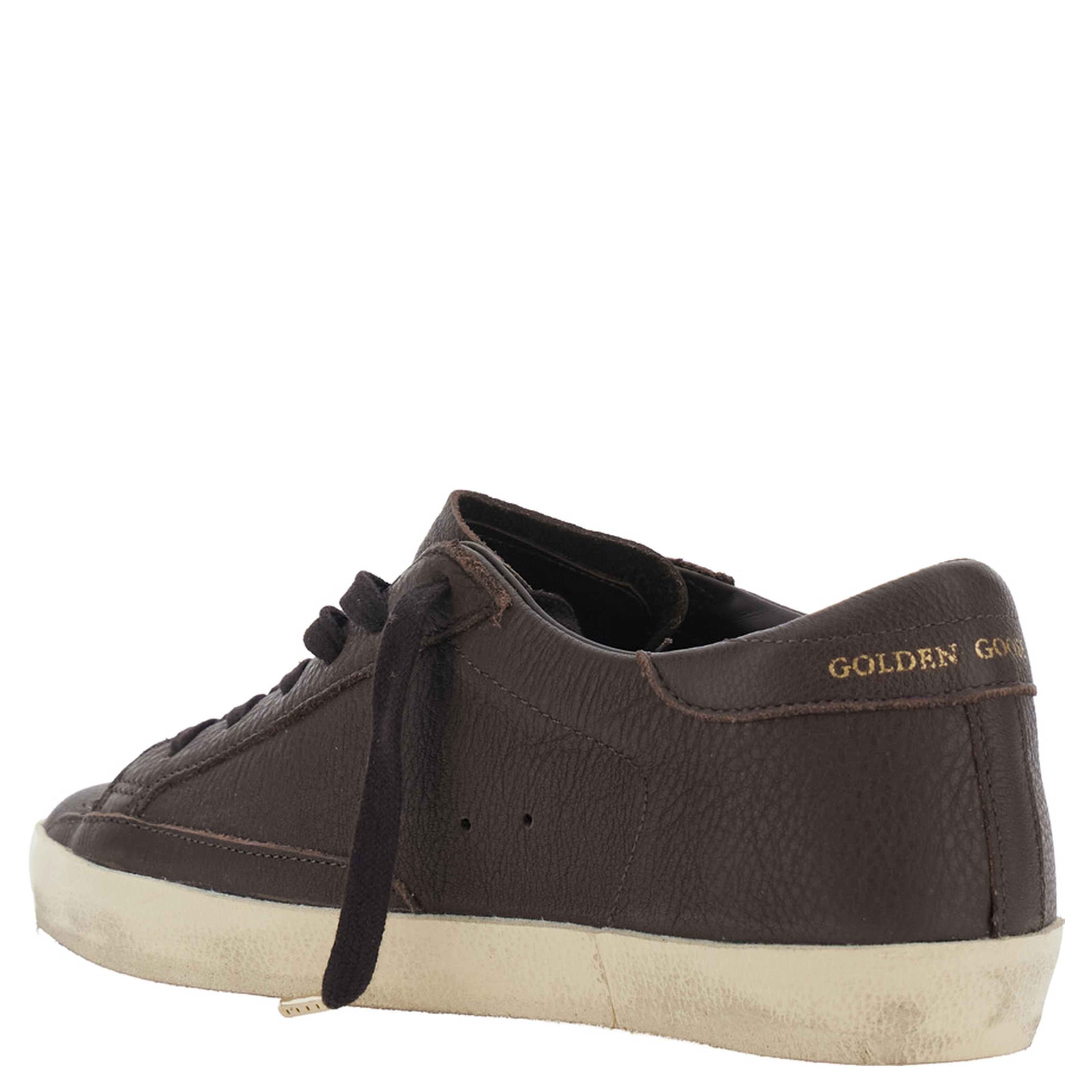 Superstar Brown Sneakers with star patch on the side and logo lettering on the heel in leather for women