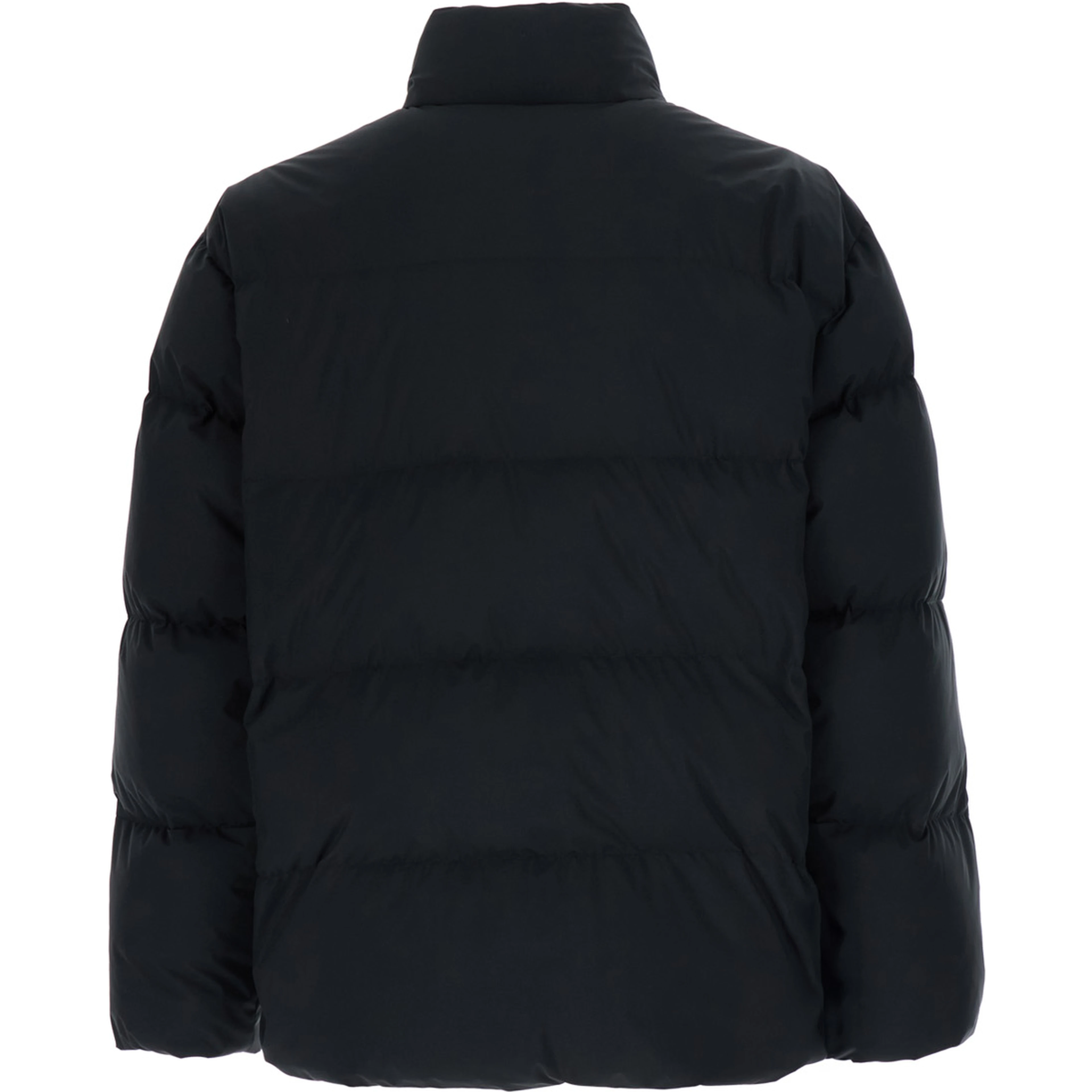 Black Down jacket with high collar and long sleeves in Tech Fabric for men