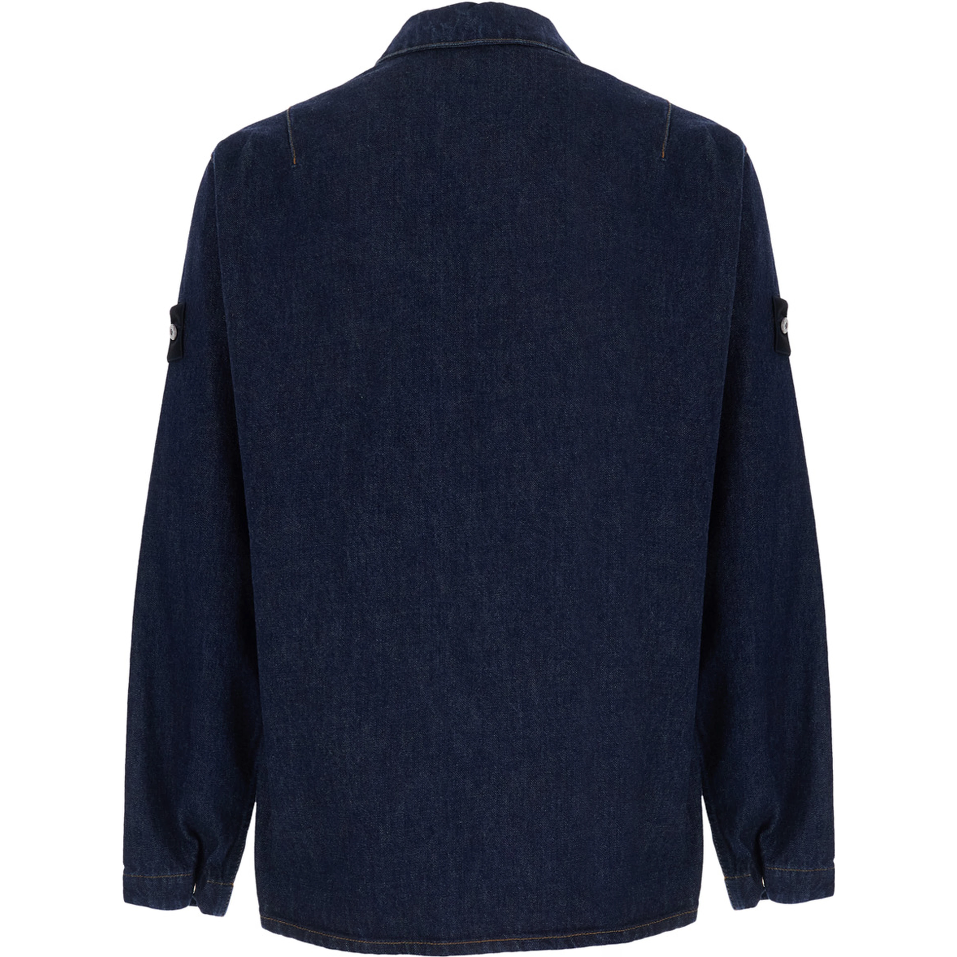 Denim Shirt with Classic Collar and Long Sleeves, in Cotton, Blue, Men