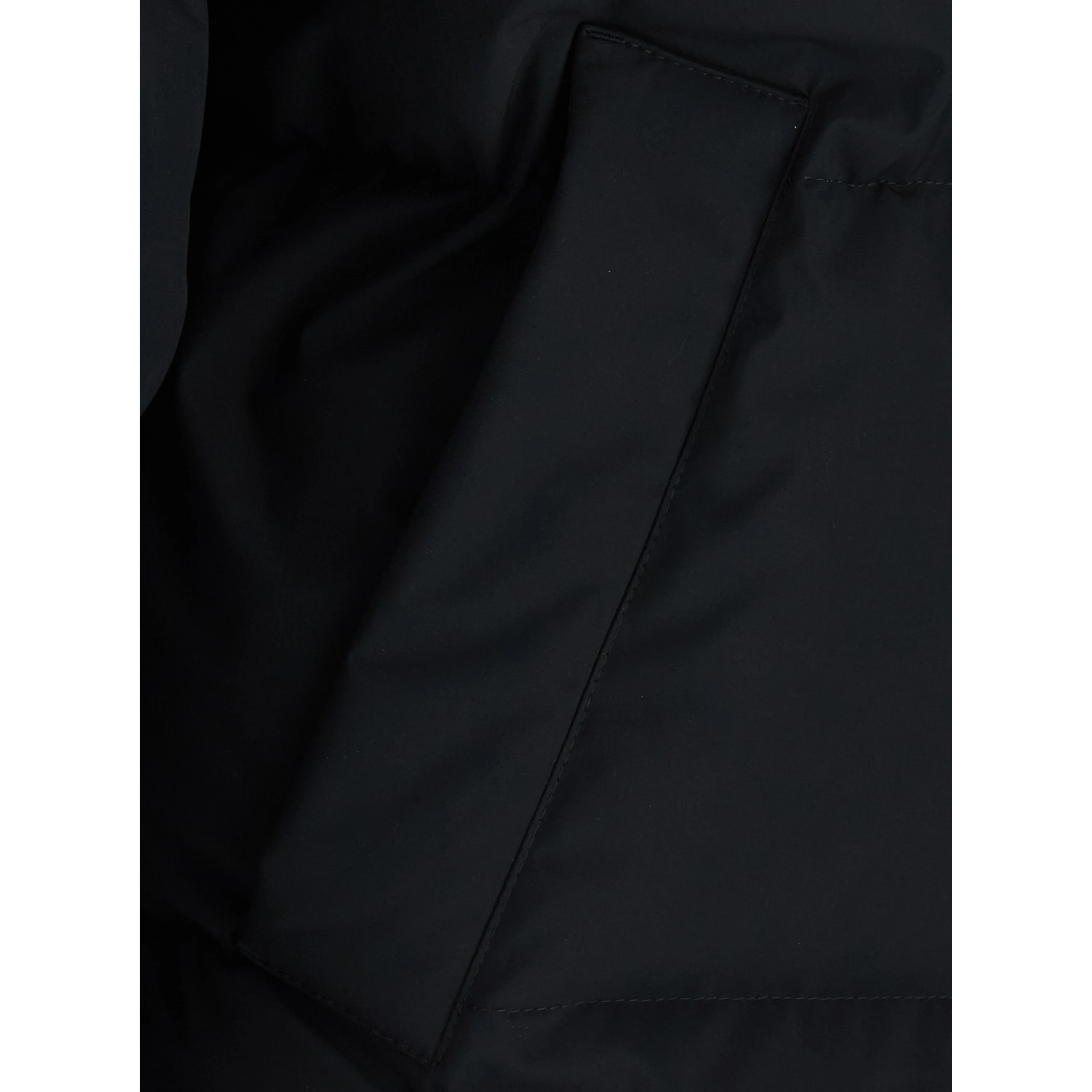 Black Down jacket with high collar and long sleeves in Tech Fabric for men