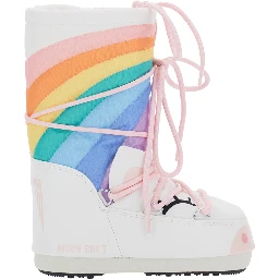 Snow boots with rainbow motif and multicolor rubber sole girl