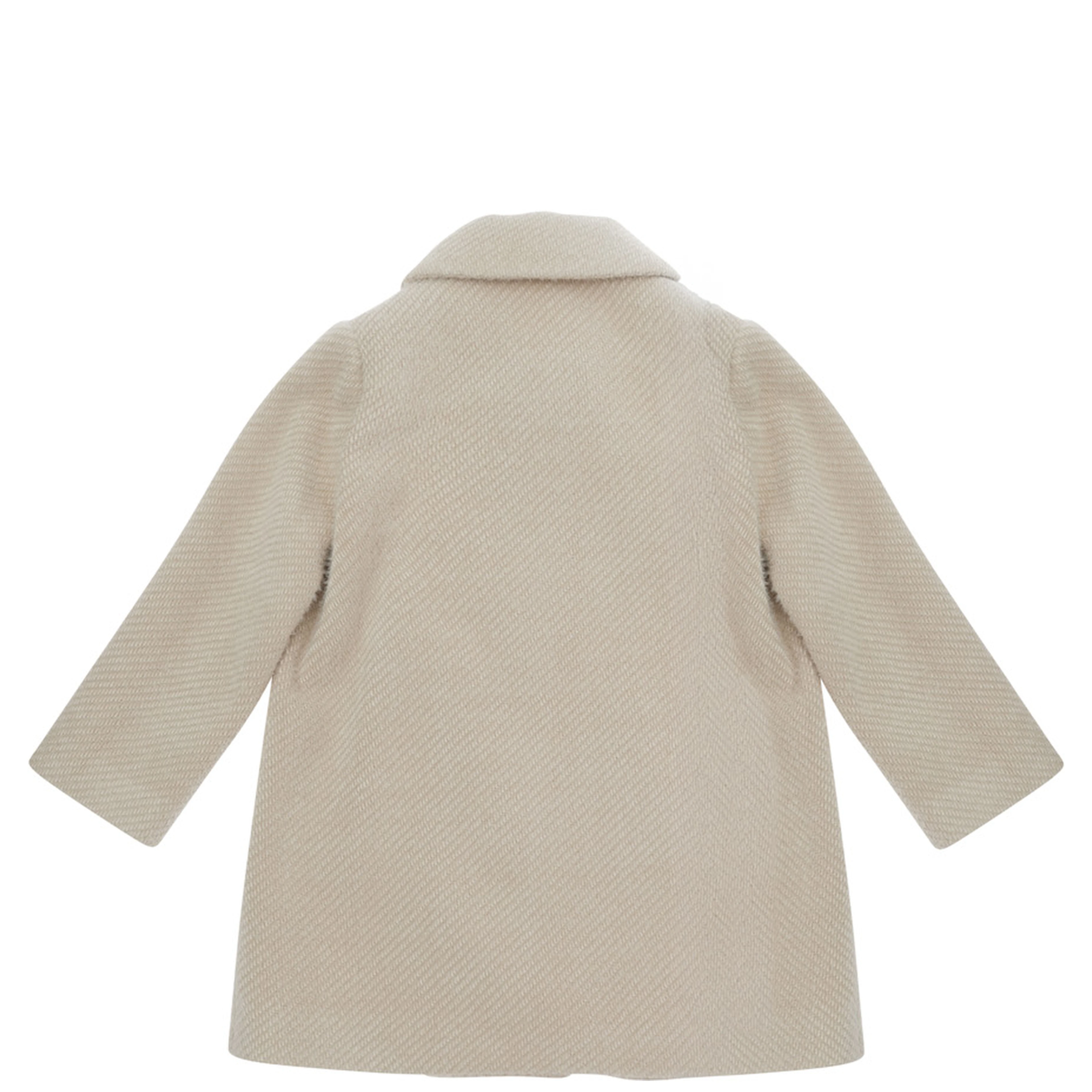 white Double-breasted coat with classic collar in fabric for women