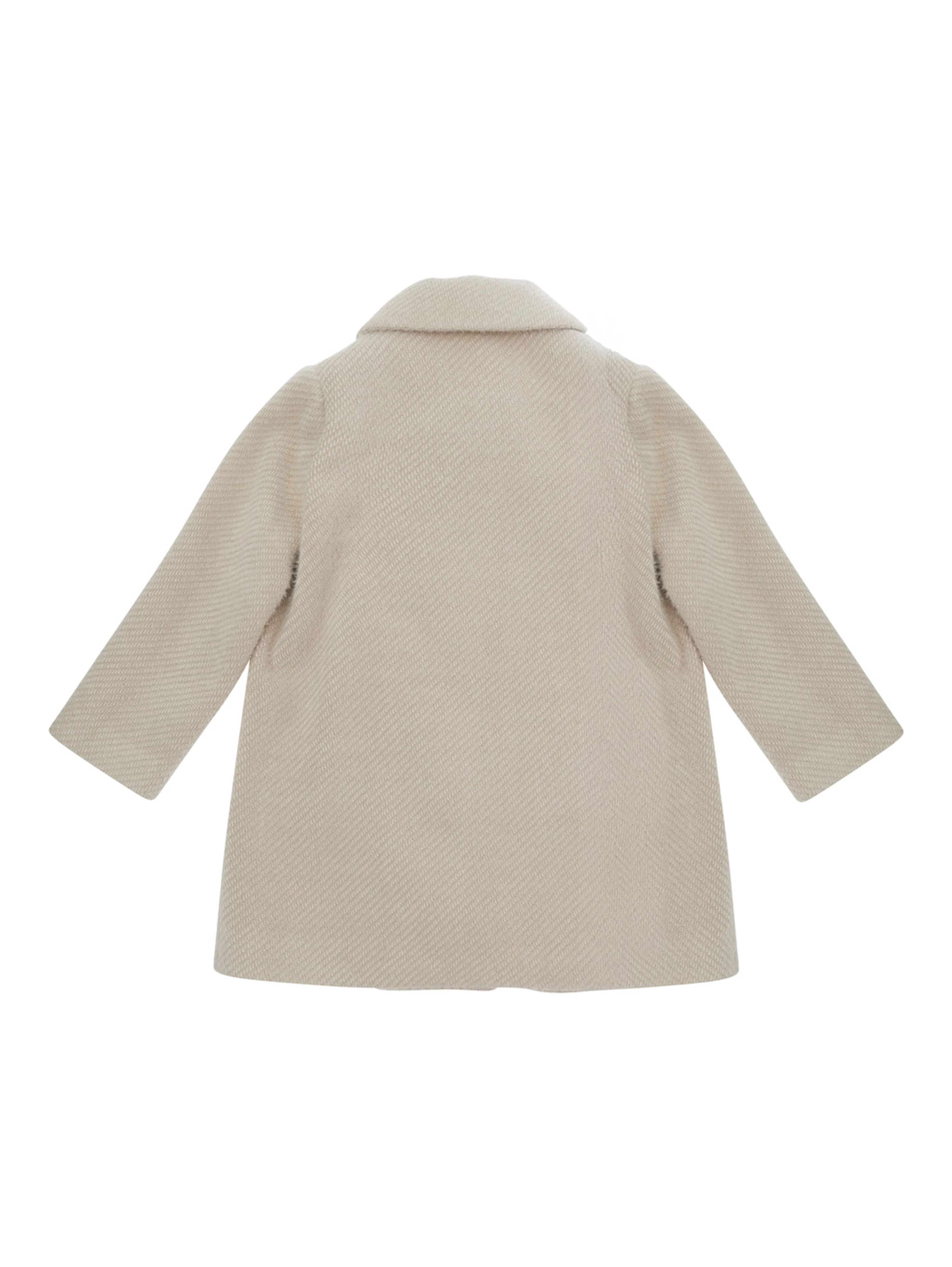 white Double-breasted coat with classic collar in fabric for women