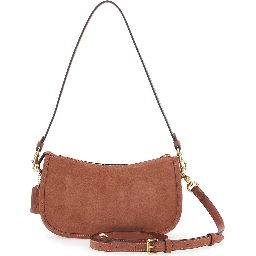 Waverly Brown Crossbody bag with embossed logo on the front in Suede for Women