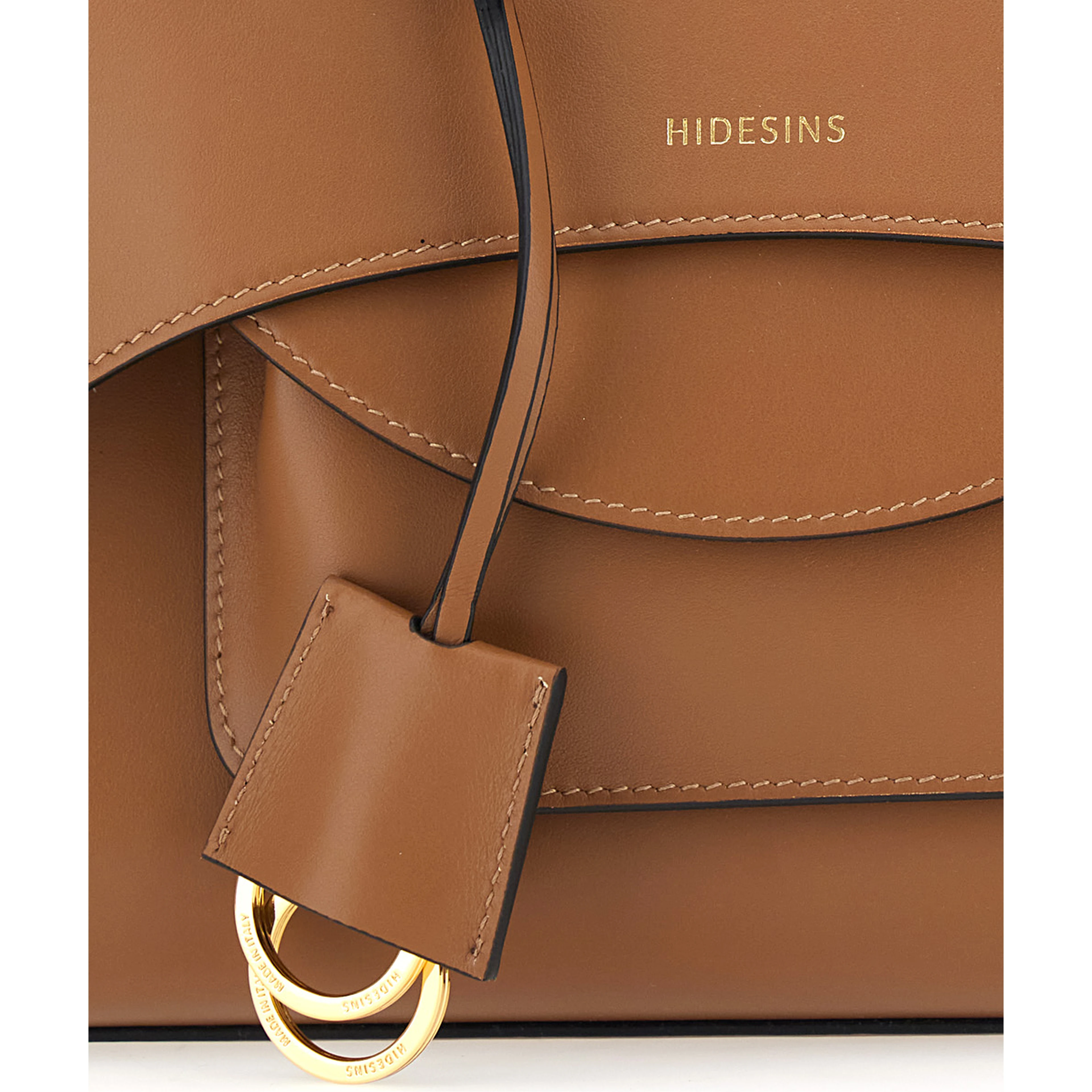 Brown Medium Handbag with Adjustable Shoulder Strap and Front Pocket in Leather for Women
