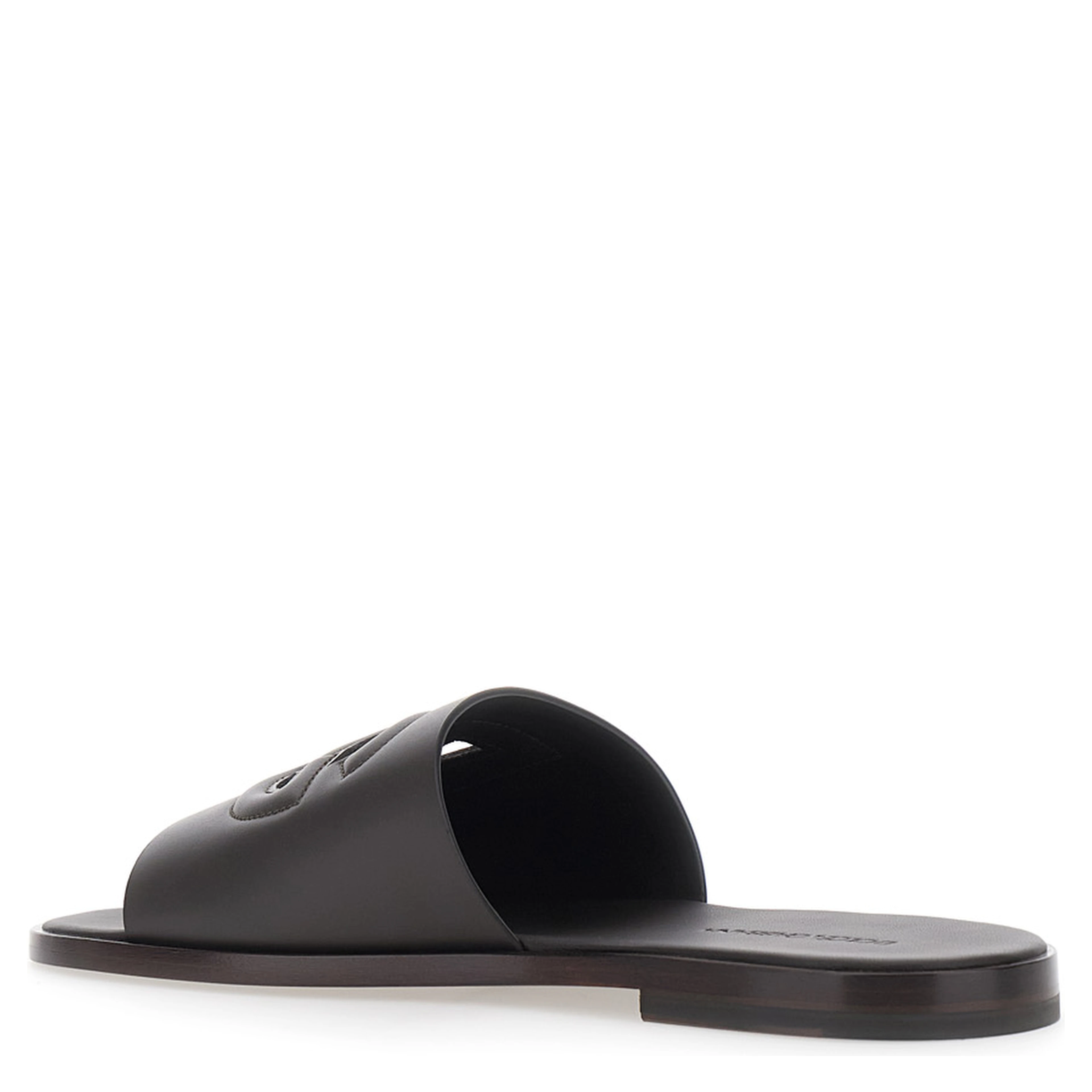 Brown Sandals with Cut-Out with Logo on the Front in Leather for Men