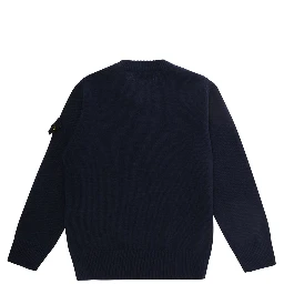 Blue Crewneck sweater with logo patch on the sleeve in wool Boy