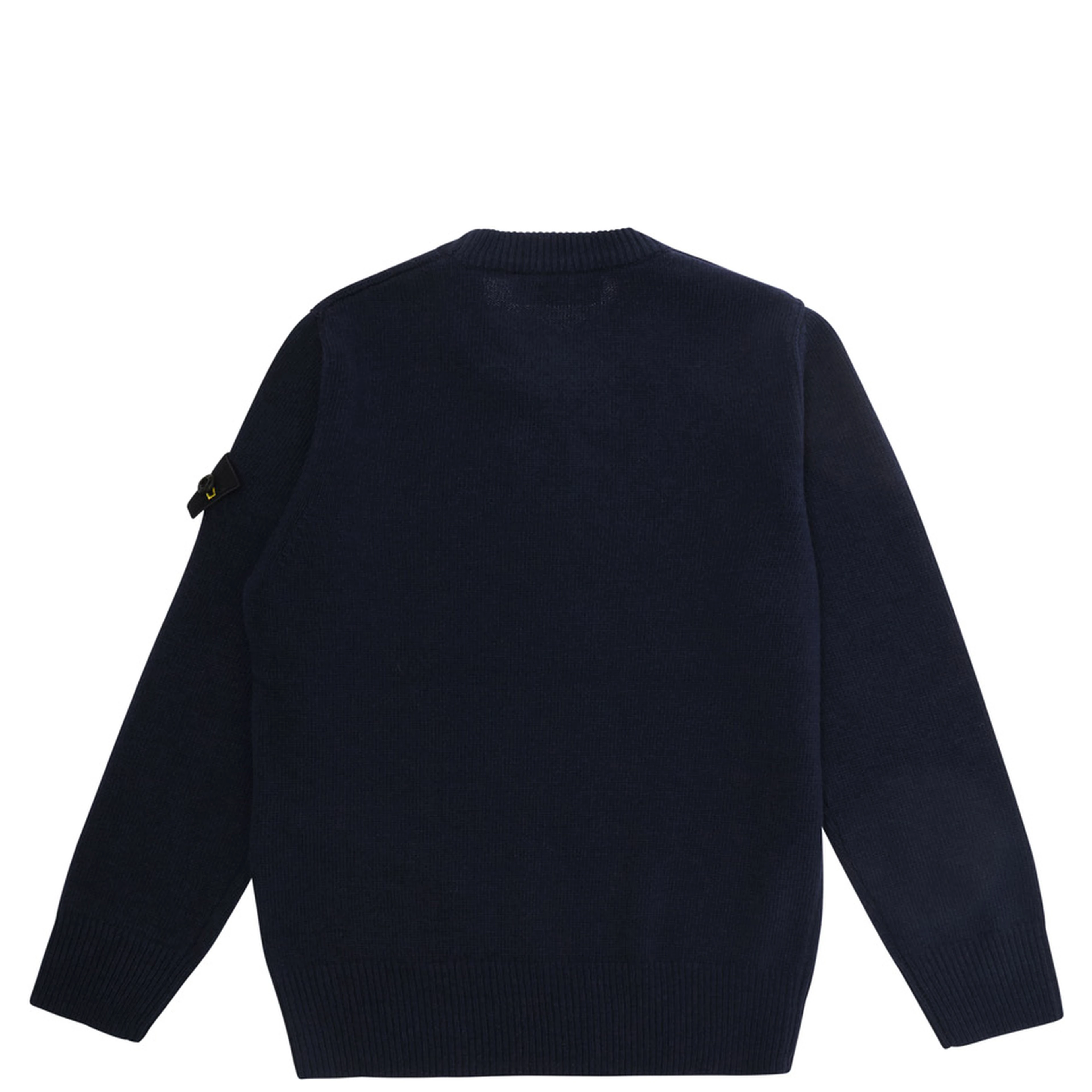 Blue Crewneck sweater with logo patch on the sleeve in wool Boy
