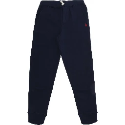 Blue Pants with Elastic Waist and Pony Logo on the Front in Cotton Boy