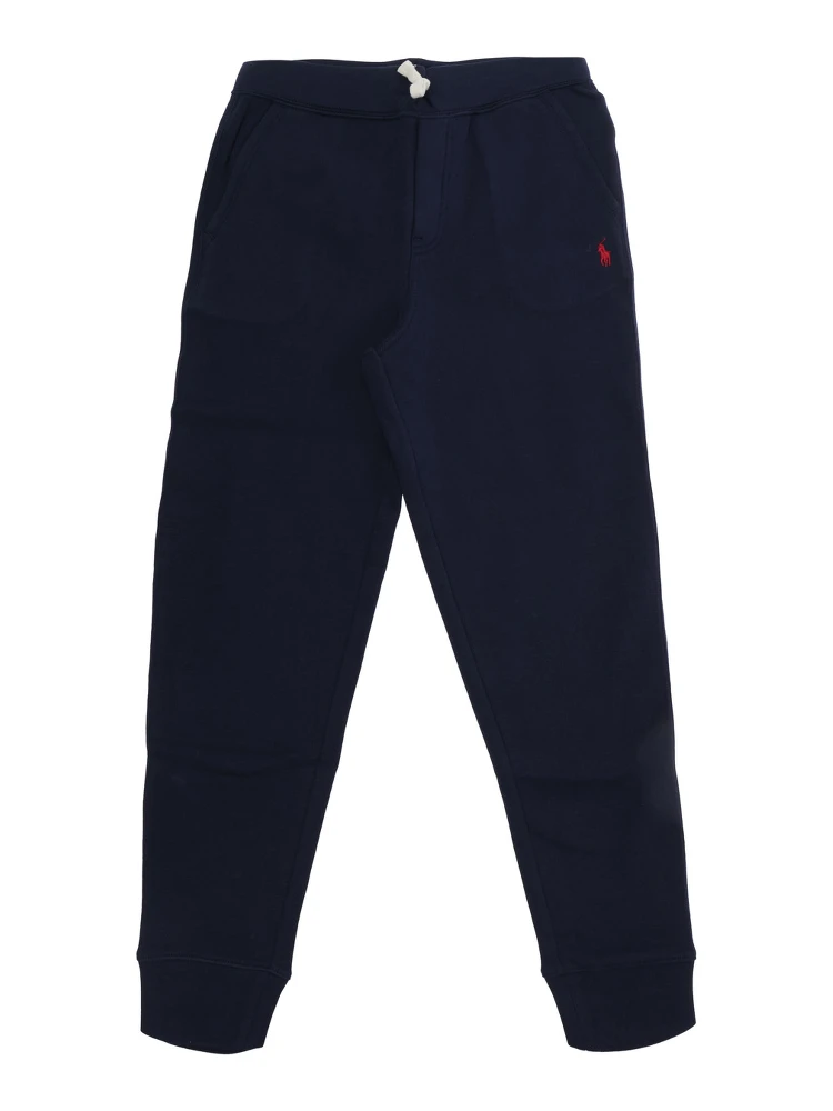 Blue Pants with Elastic Waist and Pony Logo on the Front in Cotton Boy