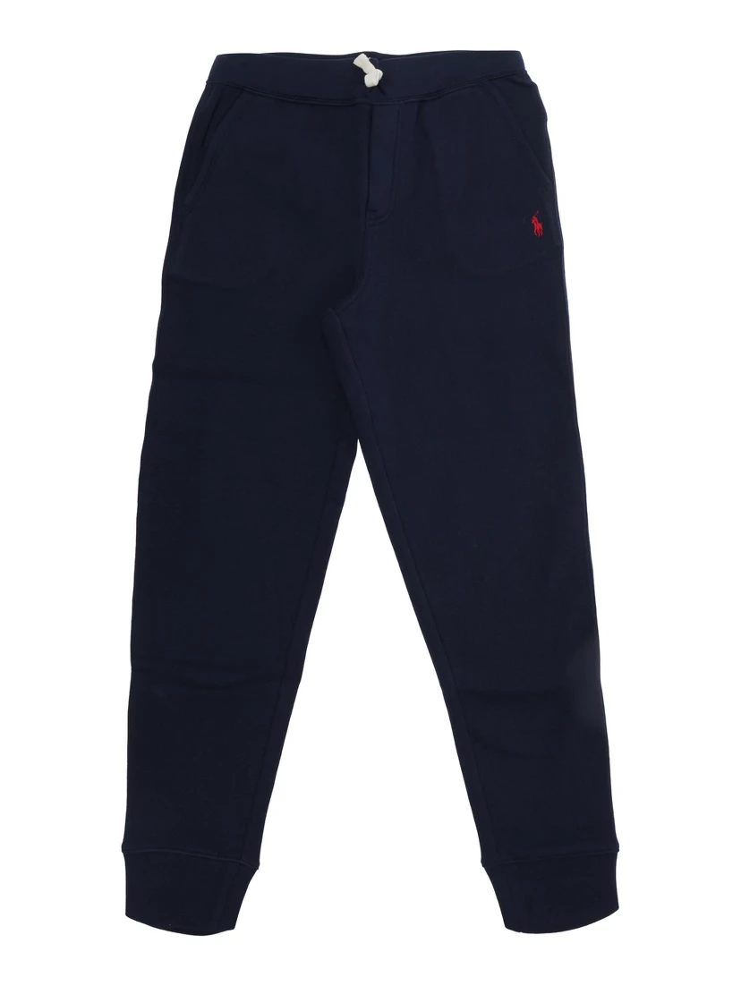 Blue Pants with Elastic Waist and Pony Logo on the Front in Cotton Boy