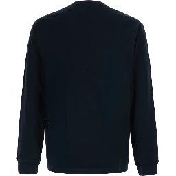 blue Crew neck t-shirt with logo patch on the front in cotton for men