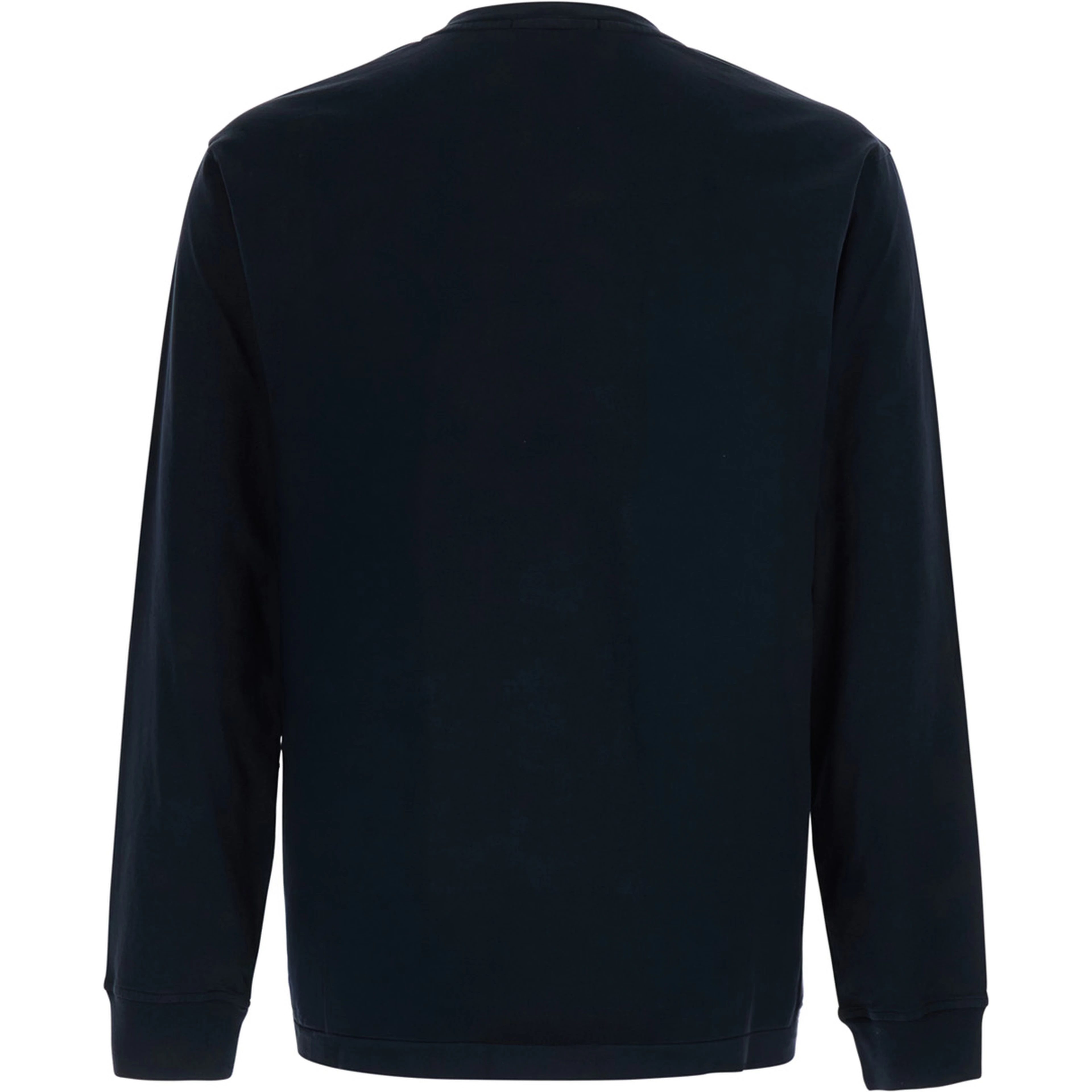 blue Crew neck t-shirt with logo patch on the front in cotton for men