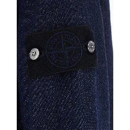 Denim Shirt with Classic Collar and Long Sleeves, in Cotton, Blue, Men