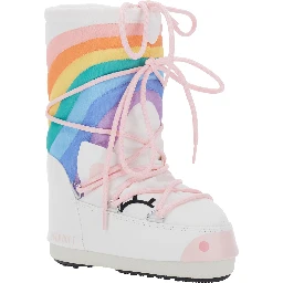 Snow boots with rainbow motif and multicolor rubber sole girl